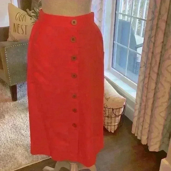 Universal Thread women’s x small cotton linen blend midi burnt orange skirt - Picture 1 of 10